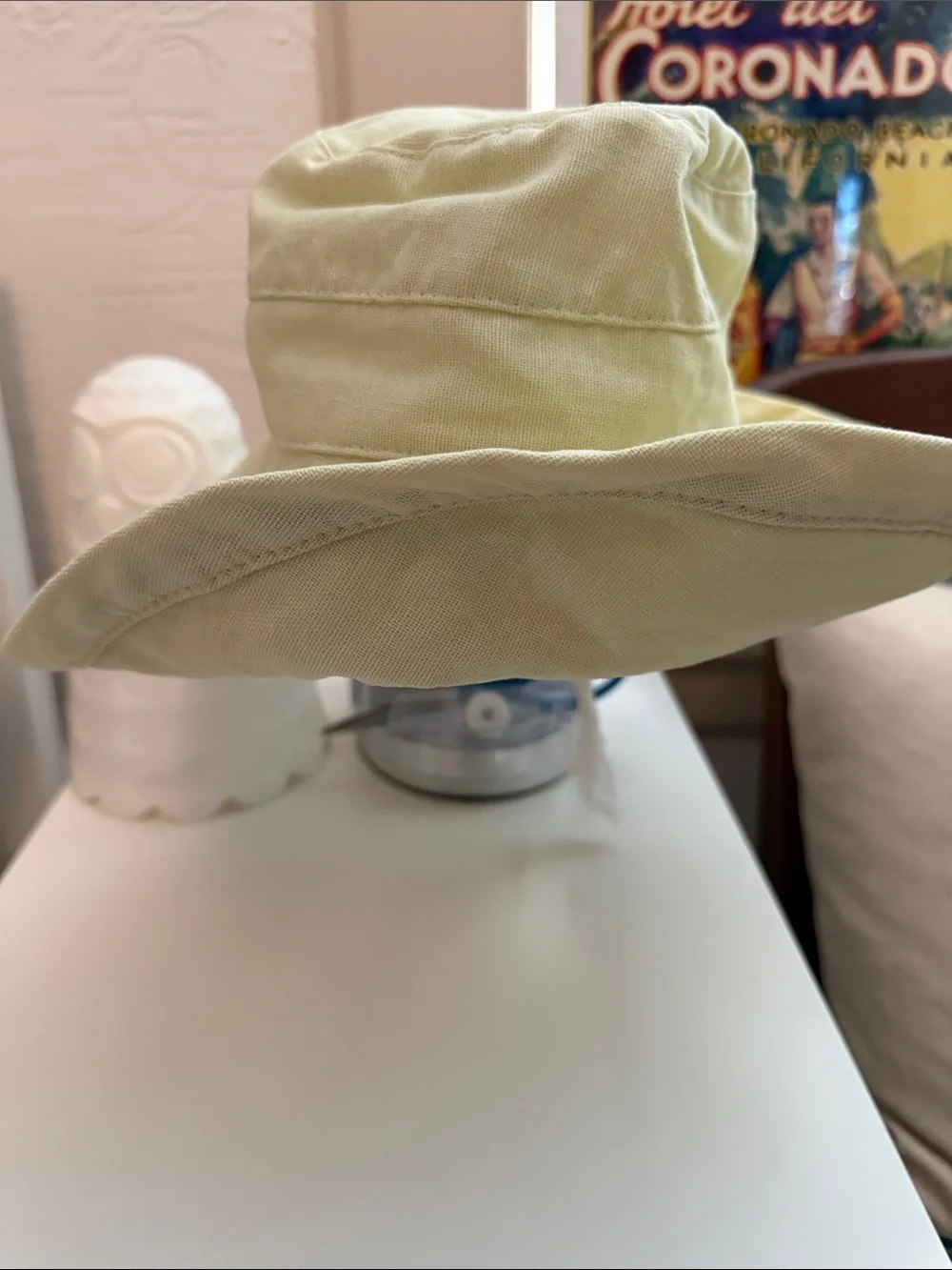 Scala Canvas Wide Brim Bucket Hat - Yellow/Tan- Adjustable & Packable